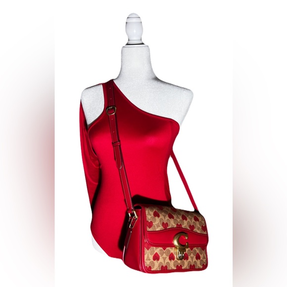 COACH Studio Shoulder Bag In Signature Canvas With Heart Print - Picture 8 of 9